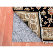 Load image into Gallery viewer, 3&#39;x4&#39;9&quot; Grease Black, Rajasthan All Over Leaf Design, Thick and Plush, Soft Pile, Hand Knotted Wool and Silk, Oriental Rug FWR452436