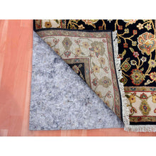 Load image into Gallery viewer, 3&#39;x5&#39;2&quot; Slate Black and Dove White, Thick and Plush Soft Pile, Hand Knotted Wool and Silk, Rajasthan Design With All Over Leaf Motifs, Oriental Rug FWR452448