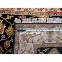 Load image into Gallery viewer, 3&#39;x5&#39;2&quot; Slate Black and Dove White, Thick and Plush Soft Pile, Hand Knotted Wool and Silk, Rajasthan Design With All Over Leaf Motifs, Oriental Rug FWR452448