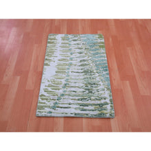 Load image into Gallery viewer, 2&#39;x3&#39; Greener Pastures, Hand Knotted, 100% Silk Crocodile Safari Design, Mat Oriental Rug FWR452538