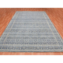 Load image into Gallery viewer, 9&#39;x12&#39;2&quot; Early Blue, Abrash Motif, Zero Pile, 100% Wool, Small Intricate Herat Mahi Design, Repetitive All Over Oriental Rug FWR452646