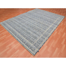 Load image into Gallery viewer, 9&#39;x12&#39;2&quot; Early Blue, Abrash Motif, Zero Pile, 100% Wool, Small Intricate Herat Mahi Design, Repetitive All Over Oriental Rug FWR452646