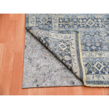 Load image into Gallery viewer, 9&#39;x12&#39;2&quot; Early Blue, Abrash Motif, Zero Pile, 100% Wool, Small Intricate Herat Mahi Design, Repetitive All Over Oriental Rug FWR452646