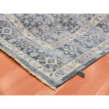 Load image into Gallery viewer, 9&#39;x12&#39;2&quot; Early Blue, Abrash Motif, Zero Pile, 100% Wool, Small Intricate Herat Mahi Design, Repetitive All Over Oriental Rug FWR452646