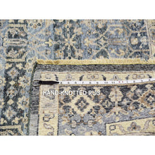 Load image into Gallery viewer, 9&#39;x12&#39;2&quot; Early Blue, Abrash Motif, Zero Pile, 100% Wool, Small Intricate Herat Mahi Design, Repetitive All Over Oriental Rug FWR452646