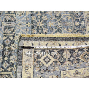 9'x12'2" Early Blue, Abrash Motif, Zero Pile, 100% Wool, Small Intricate Herat Mahi Design, Repetitive All Over Oriental Rug FWR452646