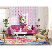 Load image into Gallery viewer, 8&#39;10&quot;x12&#39;2&quot; Fandango Pink, Pop Of Colors, Modern Hand Knotted Sari Silk, Painters Palette Design, Oriental Rug FWR452652