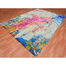 Load image into Gallery viewer, 8&#39;10&quot;x12&#39;2&quot; Fandango Pink, Pop Of Colors, Modern Hand Knotted Sari Silk, Painters Palette Design, Oriental Rug FWR452652