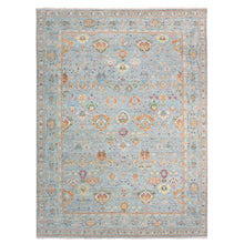 Load image into Gallery viewer, 10&#39;x13&#39;6&quot; Mirage Gray, Zero Pile, Cropped Thin, Sultanabad Reimagined, All Over Leaf Design, 100% Wool, Hand Knotted, Oriental Rug FWR452700