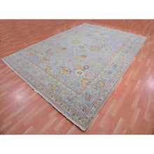 Load image into Gallery viewer, 10&#39;x13&#39;6&quot; Mirage Gray, Zero Pile, Cropped Thin, Sultanabad Reimagined, All Over Leaf Design, 100% Wool, Hand Knotted, Oriental Rug FWR452700