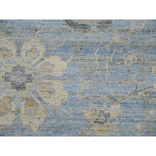 Load image into Gallery viewer, 9&#39;1&quot;x11&#39;6&quot; Columbia Blue, Cropped Thin, Washed Out, Antiqued Zeigler Mahal with Zero Pile, Hand Knotted, 100% Wool, Oriental Rug FWR452802