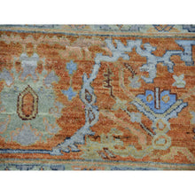 Load image into Gallery viewer, 9&#39;x11&#39;10&quot; Periwinkle Blue, Sheared Low, Hand Knotted, Antiqued Heriz All Over Design, Zero Pile, Distressed, 100% Wool, Oriental Rug FWR452814