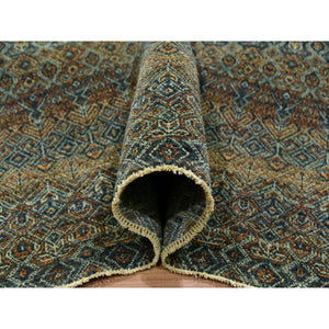 9'x12' Cinnamon Brown, Hand Knotted Kohinoor Herat, Extra Soft Wool, Tone On Tone, Soft To The Touch, Small Geometric Repetitive All Over Diamond Pattern, Oriental Rug FWR456012