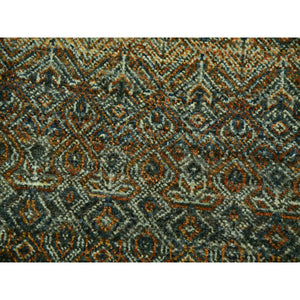 9'x12' Cinnamon Brown, Hand Knotted Kohinoor Herat, Extra Soft Wool, Tone On Tone, Soft To The Touch, Small Geometric Repetitive All Over Diamond Pattern, Oriental Rug FWR456012