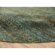 Load image into Gallery viewer, 12&#39;x12&#39; Ginger Brown, Borderless Hand Knotted Kohinoor Herat Velvety Wool, Soft To The Touch, Small Geometric Repetitive Diamond Shape Design, Tone On Tone, Round Oriental Rug FWR456018