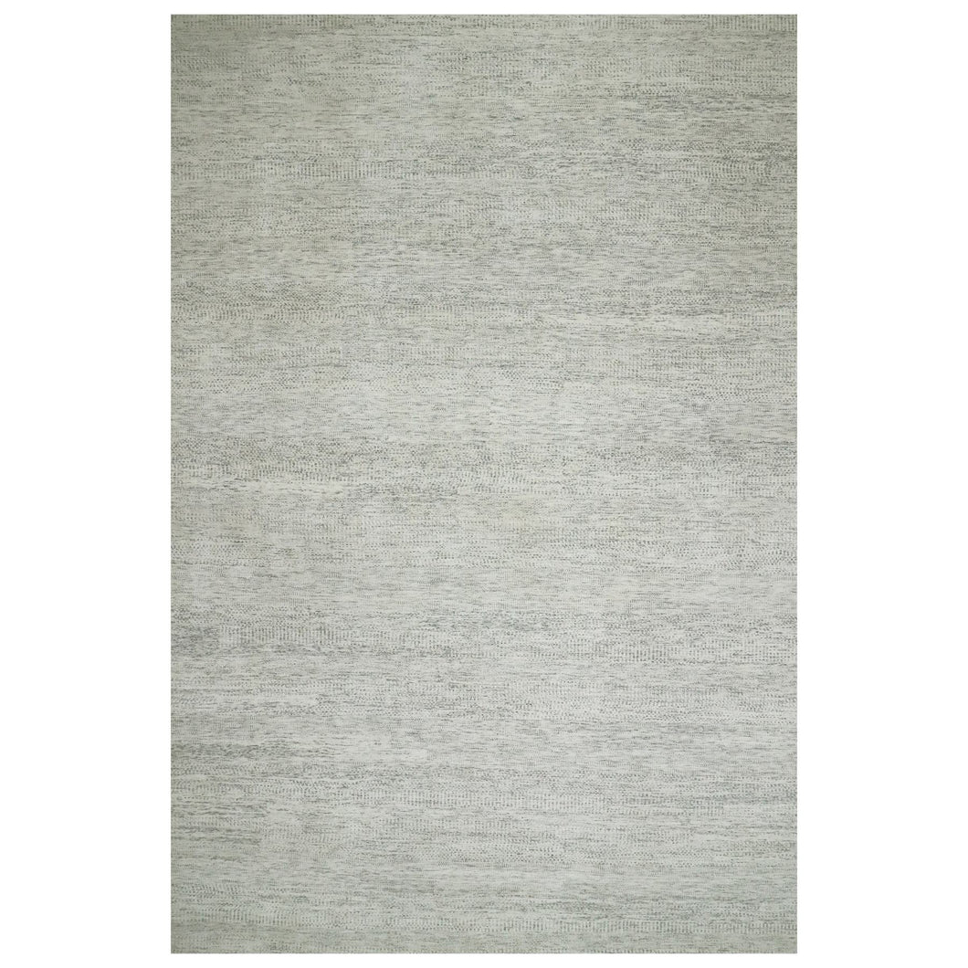 15'x20' Nacre White, Modern Grass Design, Hand Knotted Extra Soft Wool, Organic Sustainable Textile, Oversized Tone on Tone Oriental Rug FWR456024