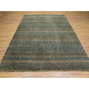 8'1"x10'1" Ochre Brown, Borderless Soft To The Touch Vibrant Soft Wool, Hand Knotted, Kohinoor Herat With Small Diamond Shape Geometric Repetitive Design, Oriental Rug FWR456030