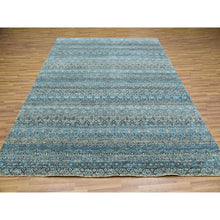 Load image into Gallery viewer, 7&#39;9&quot;x10&#39;1&quot; Quilt Blue, Hand Knotted Natural Wool, Borderless Kohinoor Herat Pattern With Small Repetitive Diamond Shape Design Tone On Tone, Soft Pile, Oriental Rug FWR456036