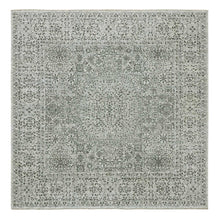 Load image into Gallery viewer, 8&#39;x8&#39; Marshmallow White, Undyed Mamluk Dynasty Design, Tone on Tone, Pure Wool, Hand Knotted Square Oriental Rug FWR456066