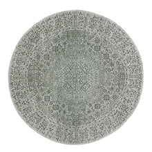 Load image into Gallery viewer, 8&#39;x8&#39; Simply White, Tone on Tone, Velvety Soft Wool, Undyed Mamluk Dynasty Pattern, Hand Knotted Round Oriental Rug FWR456072