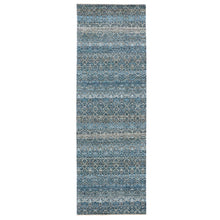 Load image into Gallery viewer, 2&#39;8&quot;x8&#39;1&quot; Azure Blue, Hand Knotted, Borderless Kohinoor Herat, All Over Small Geometric Repetitive Diamond Pattern, Shiny Soft Wool, Runner Oriental Rug FWR456084