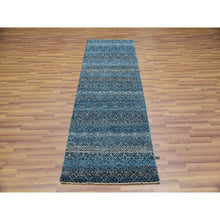 Load image into Gallery viewer, 2&#39;8&quot;x8&#39;1&quot; Azure Blue, Hand Knotted, Borderless Kohinoor Herat, All Over Small Geometric Repetitive Diamond Pattern, Shiny Soft Wool, Runner Oriental Rug FWR456084