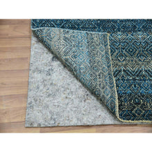 Load image into Gallery viewer, 2&#39;8&quot;x8&#39;1&quot; Azure Blue, Hand Knotted, Borderless Kohinoor Herat, All Over Small Geometric Repetitive Diamond Pattern, Shiny Soft Wool, Runner Oriental Rug FWR456084