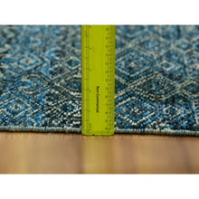 Load image into Gallery viewer, 2&#39;8&quot;x8&#39;1&quot; Azure Blue, Hand Knotted, Borderless Kohinoor Herat, All Over Small Geometric Repetitive Diamond Pattern, Shiny Soft Wool, Runner Oriental Rug FWR456084