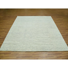 Load image into Gallery viewer, 8&#39;x8&#39; Vanilla Ice White, Organic Sustainable Textile, Tone on Tone Modern Grass Design, Hand Knotted Soft Wool, Oriental Square Rug FWR456138