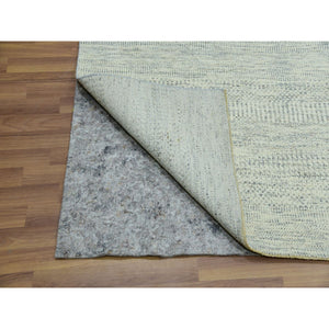 8'x8' Vanilla Ice White, Organic Sustainable Textile, Tone on Tone Modern Grass Design, Hand Knotted Soft Wool, Oriental Square Rug FWR456138