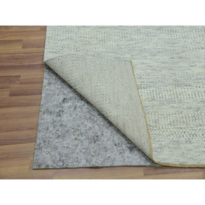 5'10"x9'1" Origami White, Hand Knotted With Organic Sustainable Textile, Tone on Tone Pure Wool, Modern Grass Design, Oriental Rug FWR456144