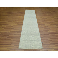 Load image into Gallery viewer, 2&#39;7&quot;x10&#39;1&quot; Incredible White, Hand Knotted Organic Sustainable Textile and Modern Grass Design, Soft Shiny Wool, Tone on Tone, Runner Oriental Rug FWR456162