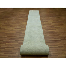 Load image into Gallery viewer, 2&#39;7&quot;x26&#39;1&quot; Alabaster White, All Wool With Modern Grass Design, Tone On Tone, Hand Knotted Organic Sustainable Textile, XL Runner Oriental Rug FWR456174