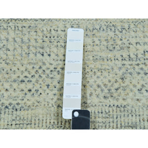 2'7"x26'1" Alabaster White, All Wool With Modern Grass Design, Tone On Tone, Hand Knotted Organic Sustainable Textile, XL Runner Oriental Rug FWR456174