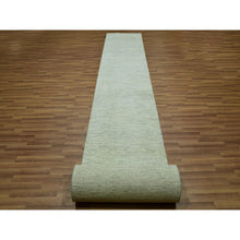 Load image into Gallery viewer, 2&#39;6&quot;x29&#39;9&quot; Aesthetic White, Vibrant Wool, Organic Sustainable Textile, Modern Grass Design, Tone On Tone, Hand Knotted XL Runner Oriental Rug FWR456180