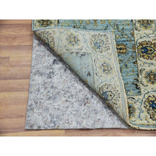 Load image into Gallery viewer, 2&#39;6&quot;x12&#39; Periwinkle Blue, Agra Vegetable Dyes, Shah Abbas Design With Floral Lattice, Hand Knotted Densely Woven, Vibrant Wool, Runner Oriental Rug FWR456210