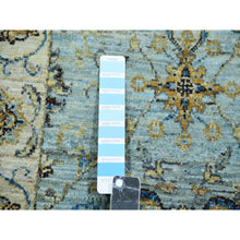 Load image into Gallery viewer, 2&#39;6&quot;x12&#39; Periwinkle Blue, Agra Vegetable Dyes, Shah Abbas Design With Floral Lattice, Hand Knotted Densely Woven, Vibrant Wool, Runner Oriental Rug FWR456210