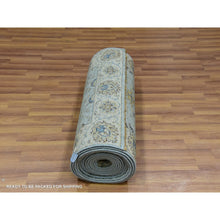 Load image into Gallery viewer, 2&#39;6&quot;x22&#39; Iced Aqua Blue, Vegetable Dyes, Agra Shah Abbas Flowering Vein Design, Hand Knotted Organic Wool, Denser Weave, XL Runner Oriental Rug FWR456216