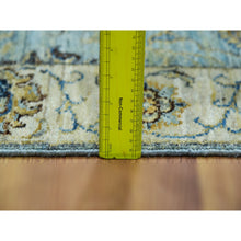 Load image into Gallery viewer, 2&#39;6&quot;x22&#39; Iced Aqua Blue, Vegetable Dyes, Agra Shah Abbas Flowering Vein Design, Hand Knotted Organic Wool, Denser Weave, XL Runner Oriental Rug FWR456216