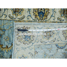 Load image into Gallery viewer, 2&#39;6&quot;x22&#39; Iced Aqua Blue, Vegetable Dyes, Agra Shah Abbas Flowering Vein Design, Hand Knotted Organic Wool, Denser Weave, XL Runner Oriental Rug FWR456216