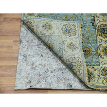 Load image into Gallery viewer, 2&#39;9&quot;x24&#39;3&quot; Sapphire Blue, Hand Knotted All Wool, Vegetable Dyes and Densely Woven, Agra With Shah Abbas Floral Pattern, XL Runner Oriental Rug FWR456228