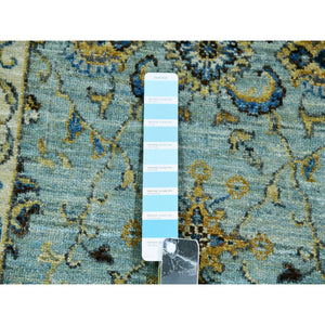 2'9"x24'3" Sapphire Blue, Hand Knotted All Wool, Vegetable Dyes and Densely Woven, Agra With Shah Abbas Floral Pattern, XL Runner Oriental Rug FWR456228