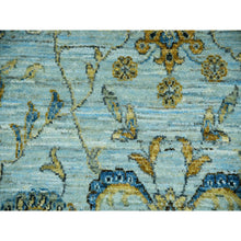 Load image into Gallery viewer, 9&#39;x9&#39; Uranian Blue and Linen White Border, Hand Knotted, Agra, Shah Abbas With Flower Design, Soft and Velvety Wool, Vegetable Dyes, Round Oriental Rug FWR456246