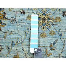 Load image into Gallery viewer, 6&#39;x6&#39; Beau Blue, Agra, Hand Knotted Vegetable Dyes With Shah Abbas All Over Floral Pattern, Densely Woven Natural Wool, Round Oriental Rug FWR456276