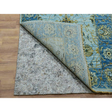 Load image into Gallery viewer, 2&#39;6&quot;x14&#39; Arctic Blue, Organic Wool, Hand Knotted, Vegetable Dyes Denser Weave, Agra, Shah Abbas Floral Design, Runner Oriental Rug FWR456300