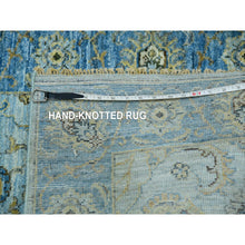 Load image into Gallery viewer, 2&#39;6&quot;x14&#39; Arctic Blue, Organic Wool, Hand Knotted, Vegetable Dyes Denser Weave, Agra, Shah Abbas Floral Design, Runner Oriental Rug FWR456300