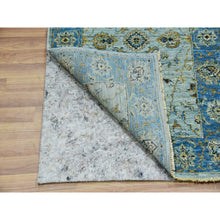 Load image into Gallery viewer, 2&#39;8&quot;x22&#39; Aqua Frost Blue, Extra Soft Wool, Agra, Shah Abbas With Floral Motifs, Hand Knotted, Vegetable Dyes Denser Weave, Oriental XL Runner Rug FWR456312