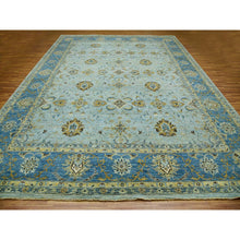 Load image into Gallery viewer, 11&#39;10&quot;x15&#39; Iceberg Blue, Vegetable Dyes, Agra, Hand Knotted Soft Wool, Oversized Shah Abbas Flower Design, Oriental Rug FWR456336