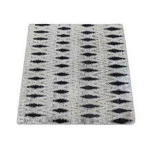 Load image into Gallery viewer, 2&#39;x2&#39; Medium Gray, Square, Modern, Small Repetitive Intricate Design, Pure Silk with Textured Wool, Hand Knotted, Oriental Rug FWR468114