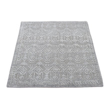 Load image into Gallery viewer, 2&#39;x2&#39; Spanish Gray, Silk with Textured Wool, Sample Strike Off, Tone on Tone Jewelry Design, Hand Knotted, Square, Oriental Rug FWR468126